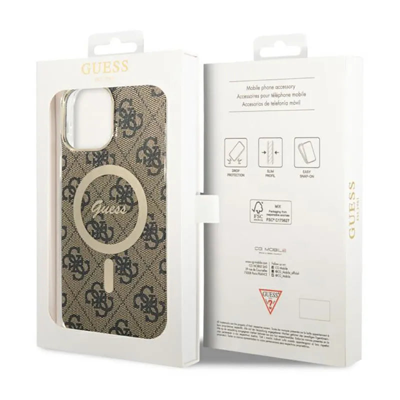 Guess 4G MagSafe – dėklas iPhone 13 Pro Max (rudos spalvos)