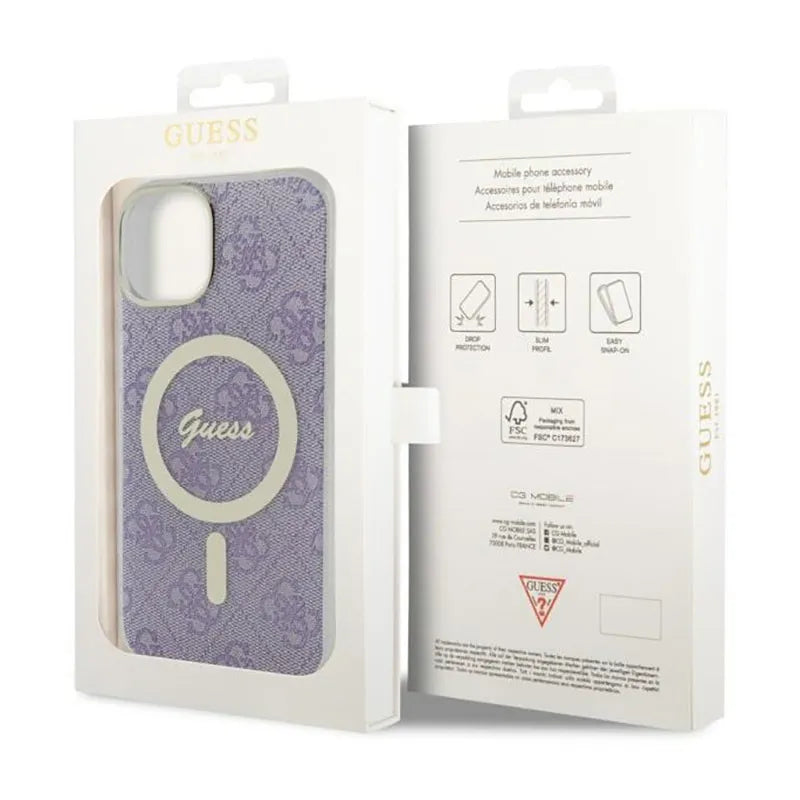 Guess 4G MagSafe – dėklas iPhone 14 (violetinė)