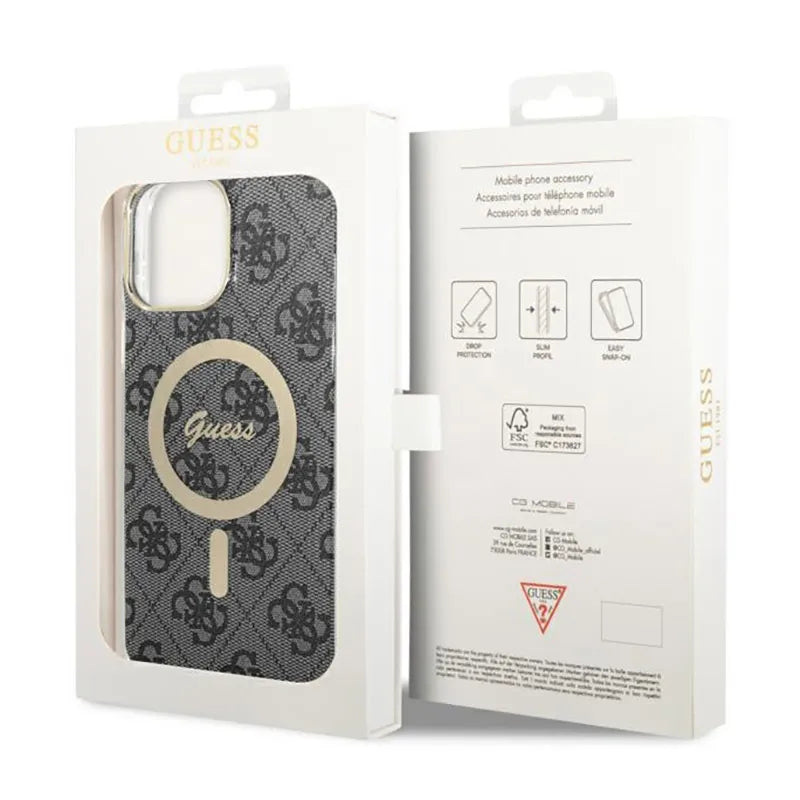 Guess 4G MagSafe – dėklas, skirtas iPhone 13 Pro Max (juodas)