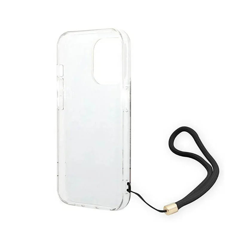 Guess 4G Print Cord – dėklas, skirtas iPhone 14 Pro Max (rudos spalvos)