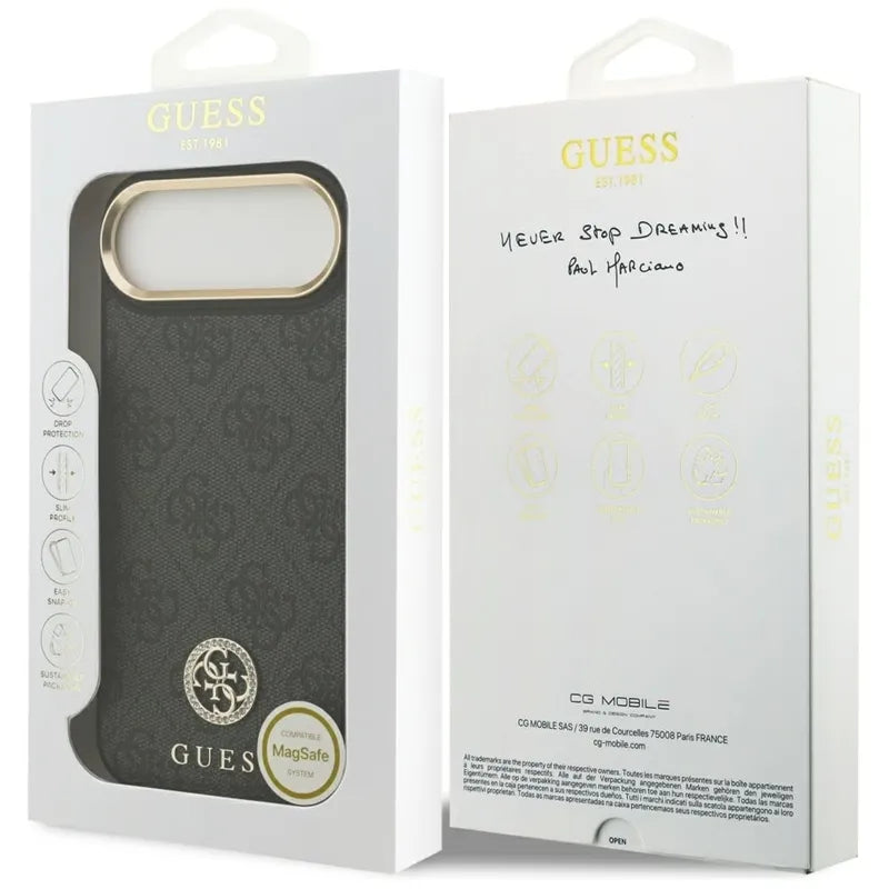 Guess 4G Strass Logo MagSafe dėklas iPhone Air (juodas)