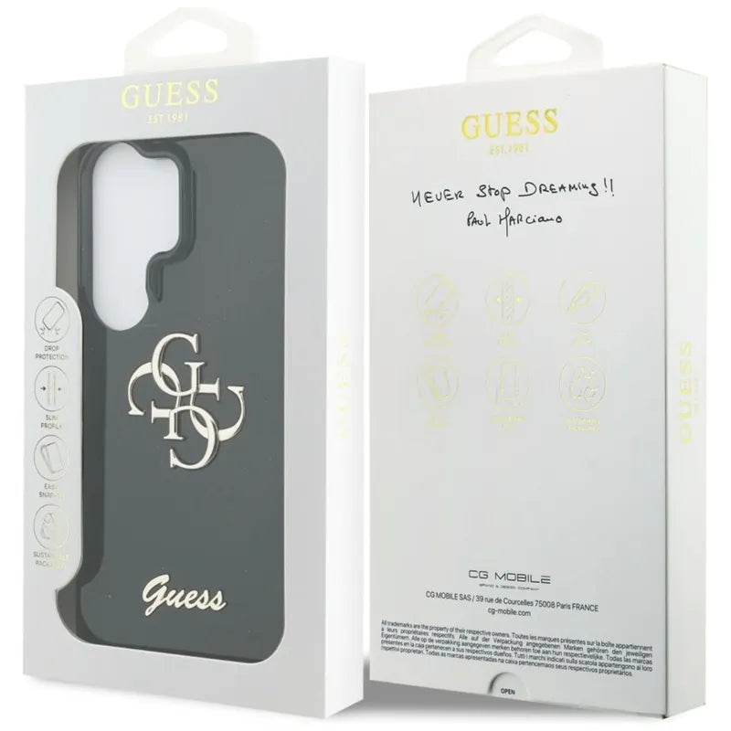 Guess IML Big Metal 4G Script dėklas - Samsung Galaxy S26 Ultra (juodas)