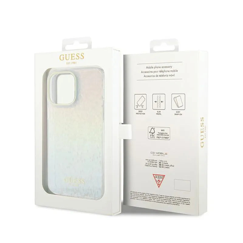 Guess IML Faceted Mirror Disco Iridescent – dėklas, skirtas „iPhone 13 Pro Max“ (blizgus ir šviečiantis)