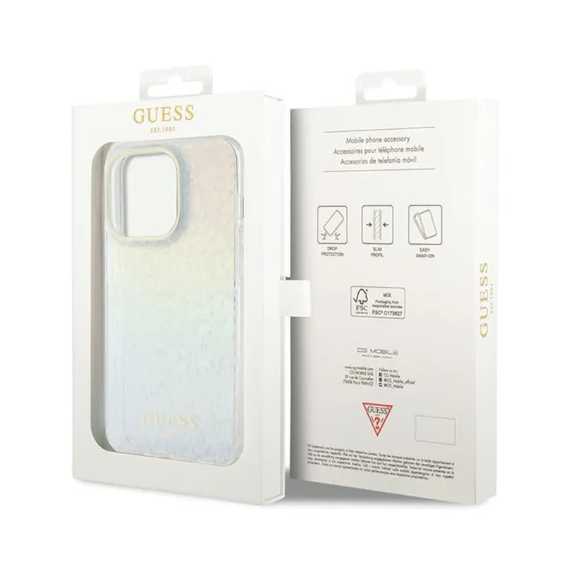 Guess IML Faceted Mirror Disco Iridescent – dėklas, skirtas iPhone 14 Pro Max (švytintis)