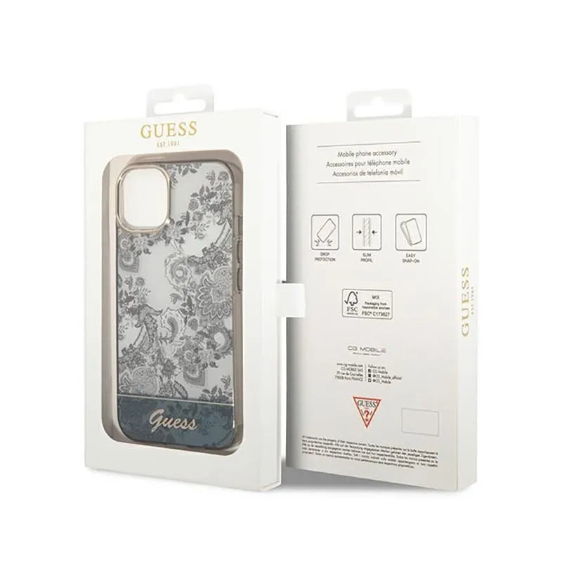Guess Porcelain kolekcija – dėklas, skirtas iPhone 14 Plus (pilkas)