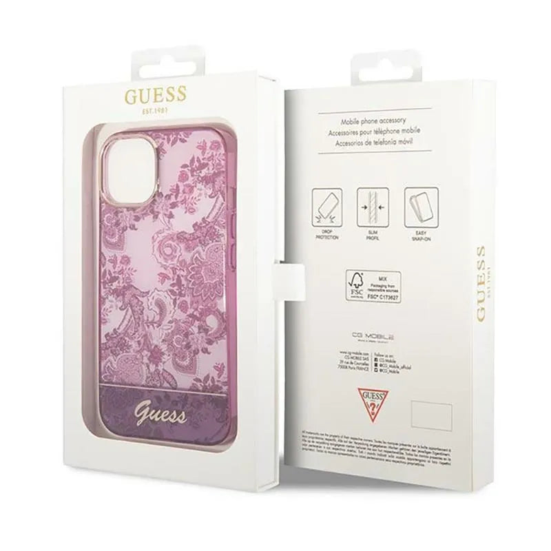 Guess Porceliano kolekcija - dėklas iPhone 14 Plus (Fuksija)