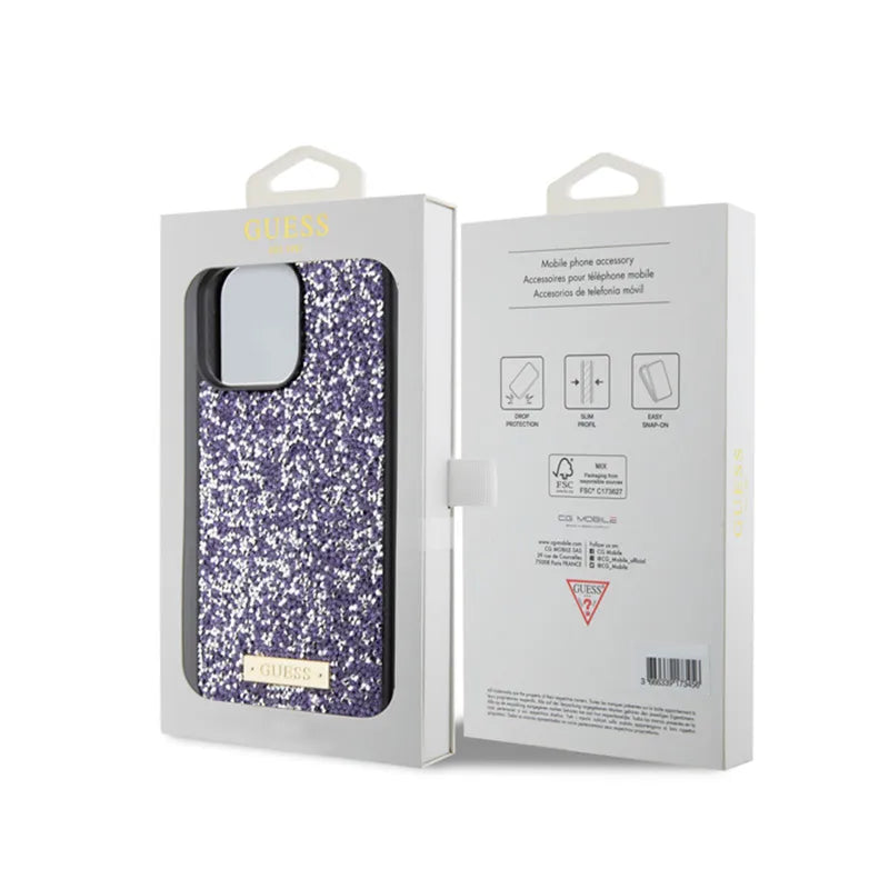 Guess Rhinestone Metal Logo – dėklas, skirtas iPhone 15 Pro Max (rožinis)