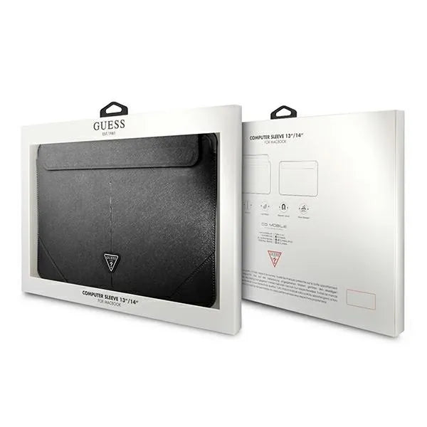 Guess Saffiano Triangle Logo dėklas – nešiojamojo kompiuterio dėklas 13" / 14" (juodas)