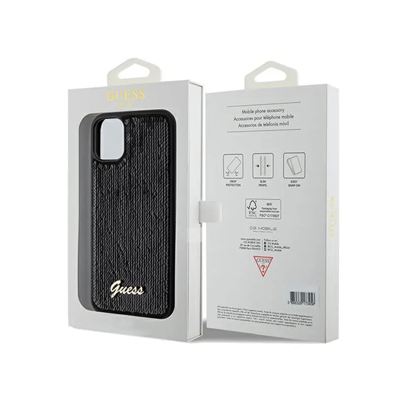Guess Sequin Script Metal – dėklas, skirtas iPhone 11 (juodas)