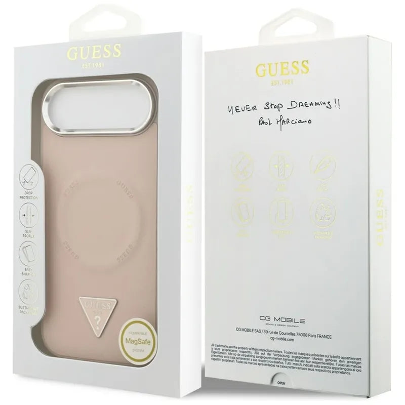 Guess Trikampio logotipas MagSafe dėklas iPhone Air (Rožinis)