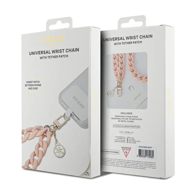 Guess Universal Big Hand Strap Akrilo 4G pakabukas – Universalus telefono dirželis (Rožinė)