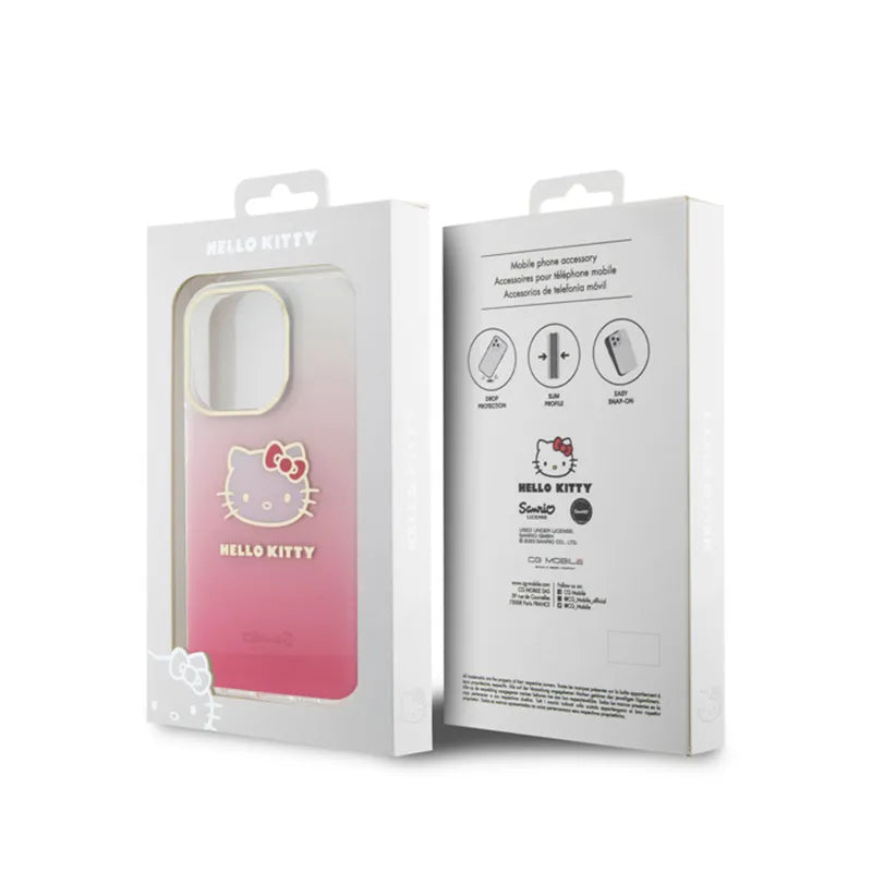 Hello Kitty IML gradiento elektrop katės galva – „iPhone 14 Pro Max“ dėklas (rožinis)