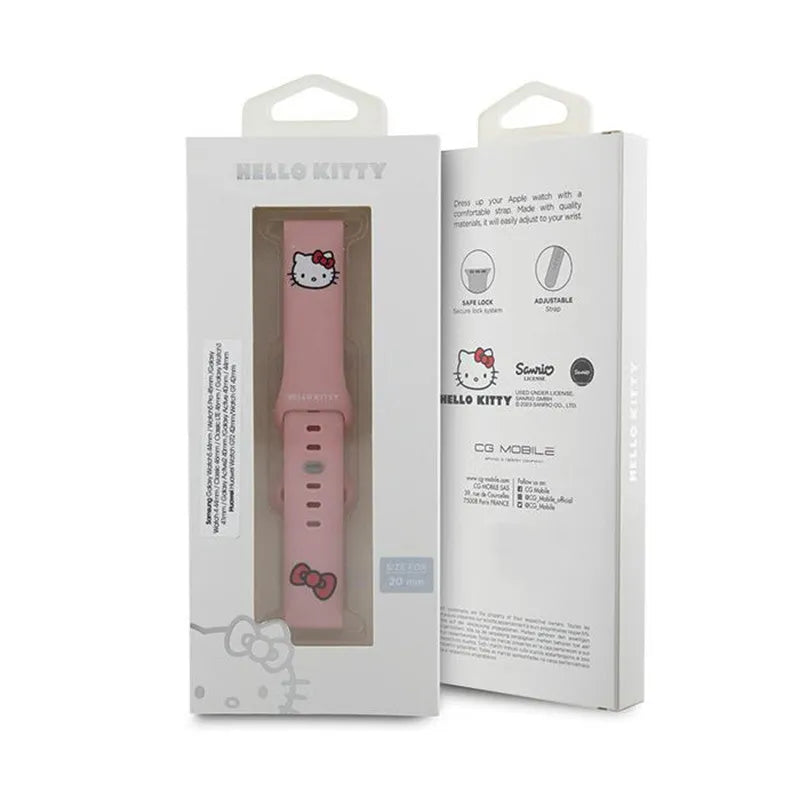 Hello Kitty Silikonas Kitty Galvutė - Universalus 20 mm išmaniojo laikrodžio dirželis (rožinis)