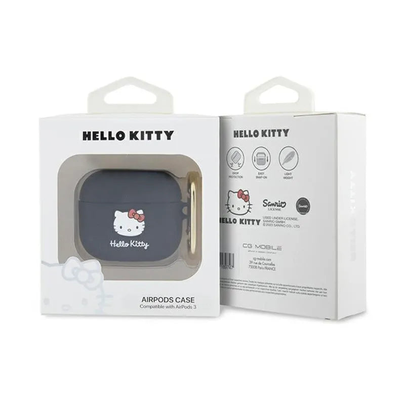 Hello Kitty silikoninis 3D Kitty Head – dėklas AirPods 3 (juodas)
