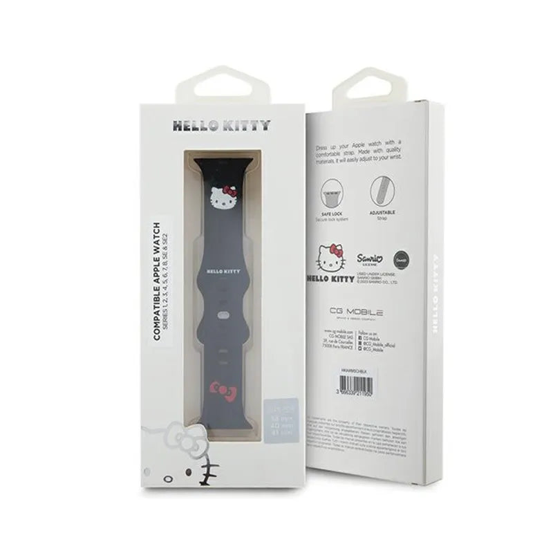 Hello Kitty silikoninis Kitty Head – dirželis Apple Watch 38/40/41 mm (juodas)