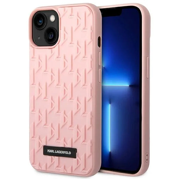 Karl Lagerfeld 3D Monogramų rašto dėklas, skirtas iPhone 14 Plus (Rožinis)