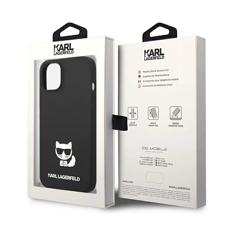 Karl Lagerfeld Choupette Body – dėklas, skirtas iPhone 14 Plus (juoda spalva)