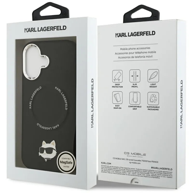 Karl Lagerfeld Choupette Smeigtuko MagSafe Dėklas iPhone 17 (juodas)