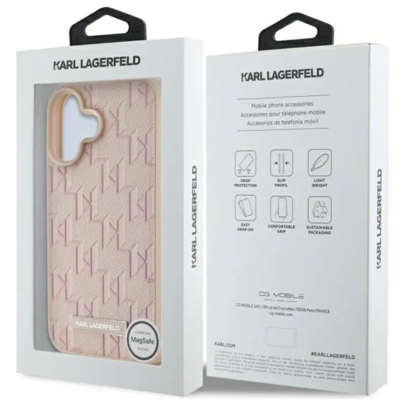 Karl Lagerfeld Hot Stamp MagSafe – dėklas skirtas „iPhone 16“ (rožinis)