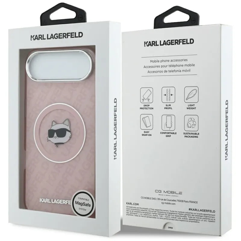 Karl Lagerfeld IML Choupette Head Logo MagSafe – dėklas „iPhone Air“ (rožinis)