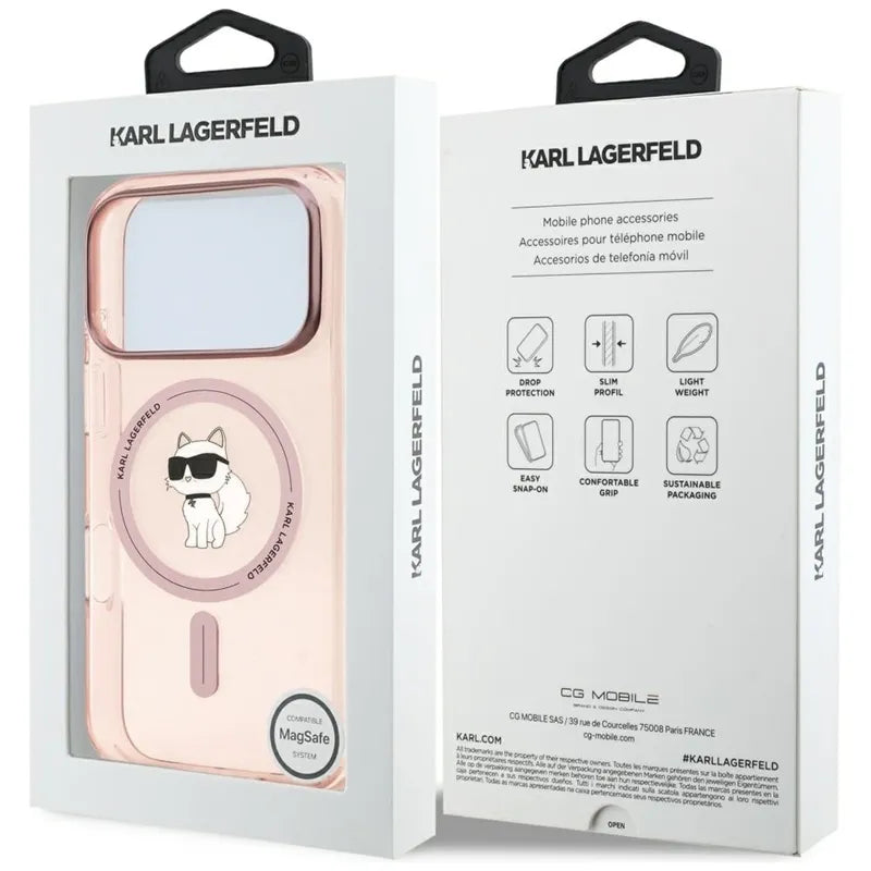 Karl Lagerfeld IML Choupette MagSafe – dėklas telefonui iPhone 17 Pro (rožinis)