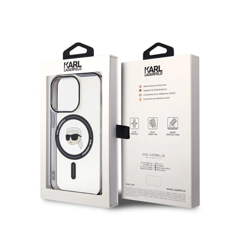 Karl Lagerfeld IML Karl Head MagSafe – dėklas iPhone 15 Pro (skaidrus)