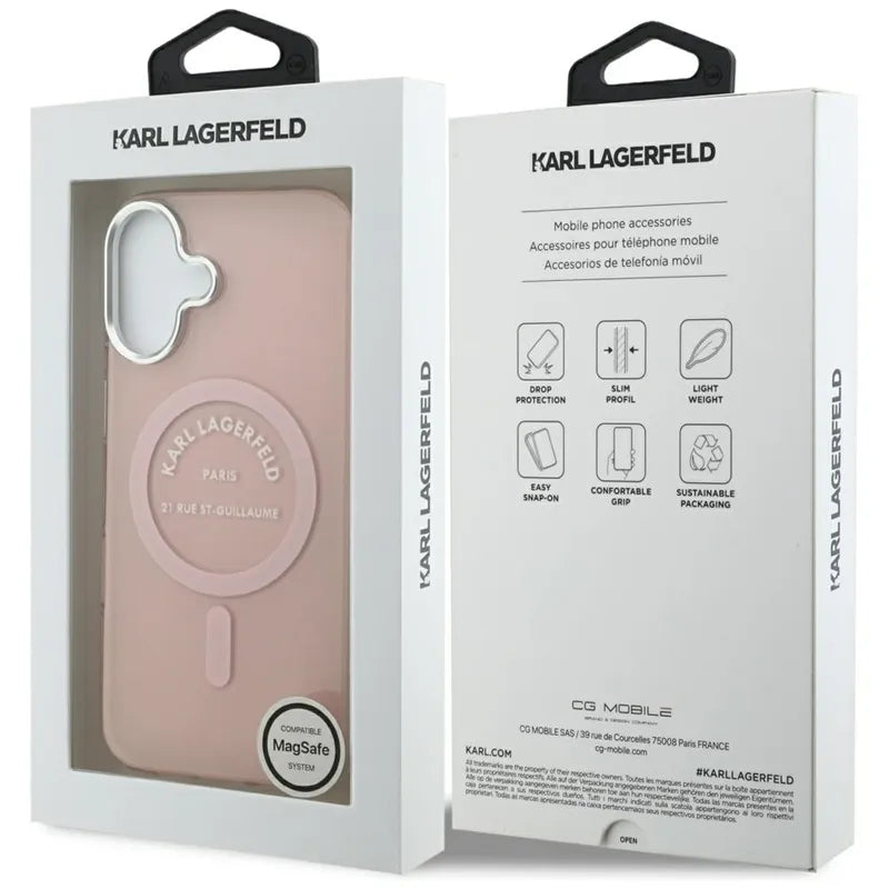 Karl Lagerfeld IML Karl RSG Logo MagSafe - Dėklas, skirtas iPhone 17 (rožinis)
