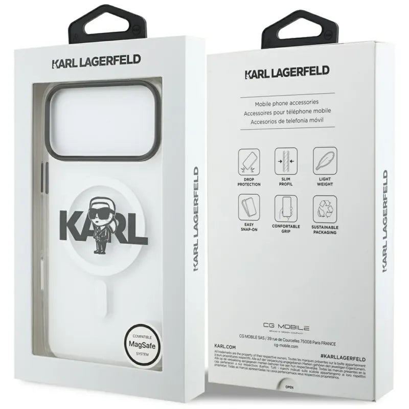 Karl Lagerfeld IML Karl Sketch Logo MagSafe dėklas iPhone 17 Pro Max (Skaidrus)
