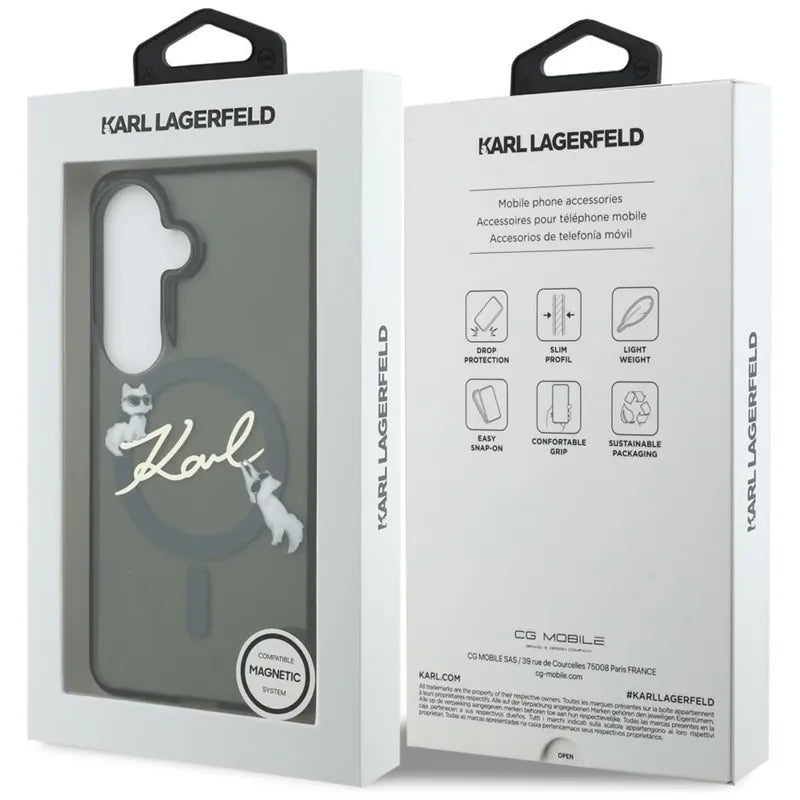 Karl Lagerfeld IML KC Script MagSafe - Samsung Galaxy S26 dėklas (juodas)
