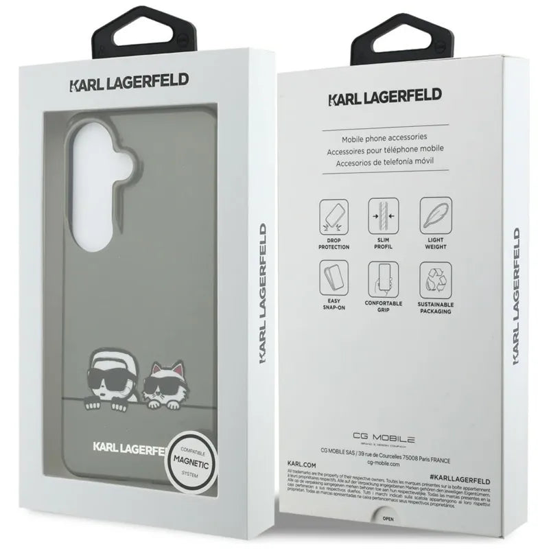 Karl Lagerfeld IML Peekaboo Karl & Choupette MagSafe dėklas - Samsung Galaxy S26 dėklas (juodas)