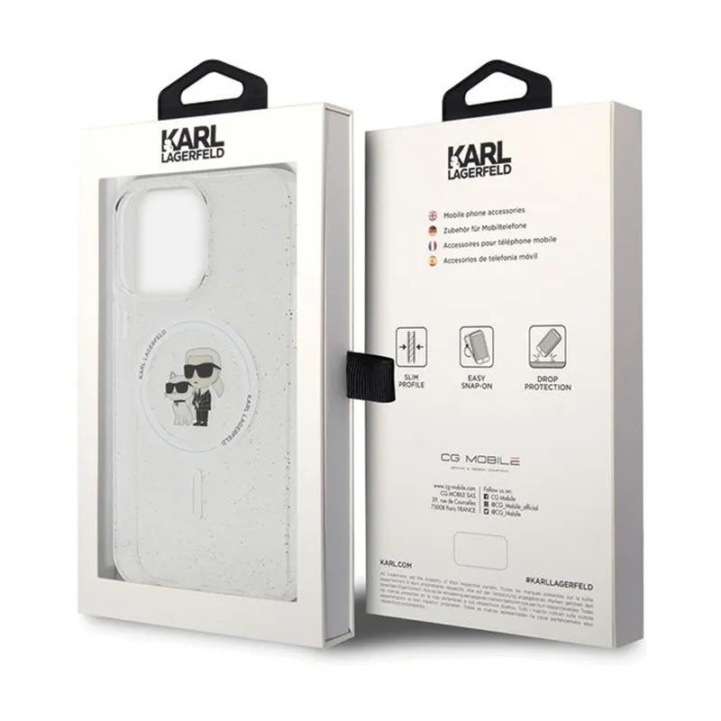 Karl Lagerfeld Karl & Choupette Blizgučiai MagSafe - iPhone 14 Pro Max Dėklas (Skaidrus)