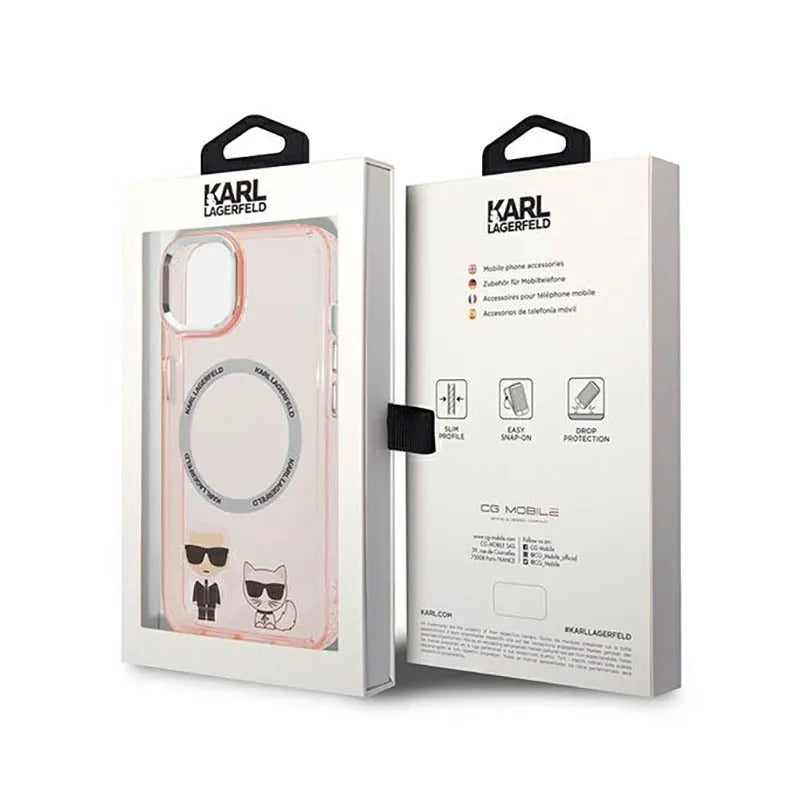 Karl Lagerfeld Karl&Choupette aliumininis MagSafe – dėklas, skirtas iPhone 14 Plus (rožinis)