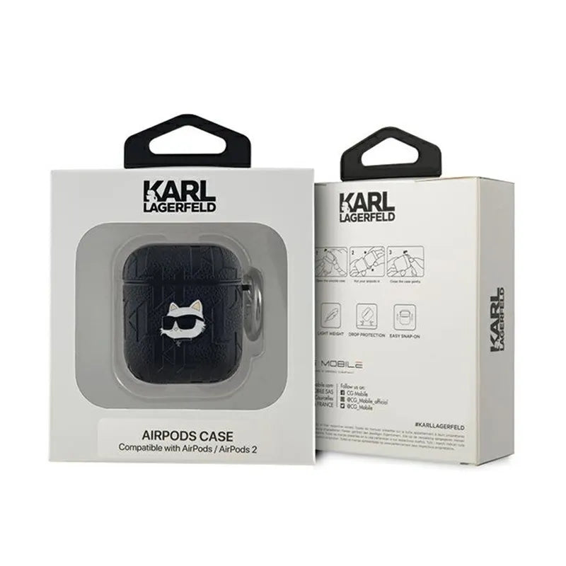 Karl Lagerfeld Monogram Choupette Head – AirPods 1/2 kartelė (juoda)