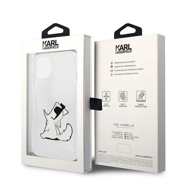 Karl Lagerfeld odos perforuotas logotipo dėklas „iPhone 14 Plus“