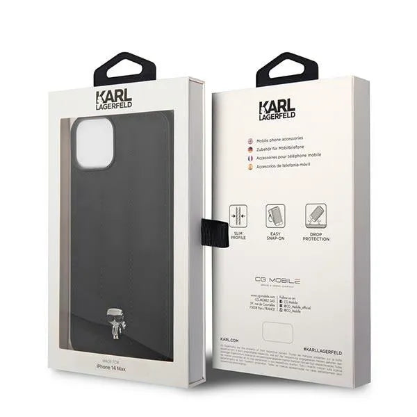Karl Lagerfeld Quilted Puffy Ikonik Piin - dėklas iPhone 14 (juodas)