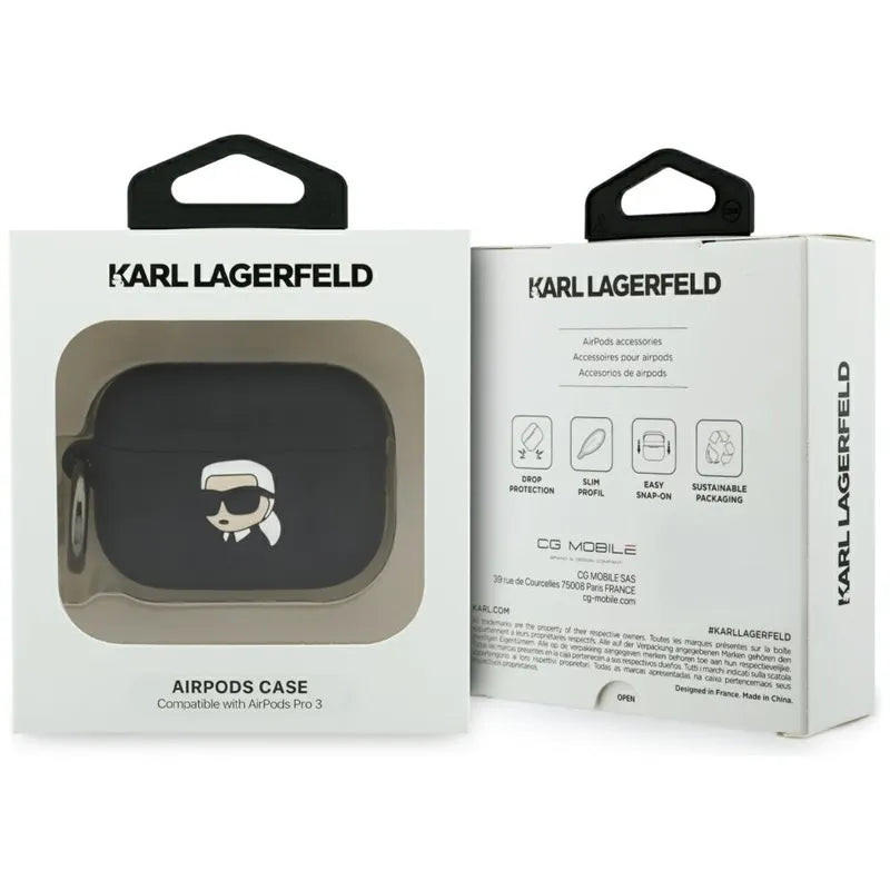 Karl Lagerfeld Silikoninė Karl galvos 3D - AirPods Pro 3 dėklas (Juodas)