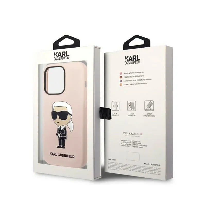 Karl Lagerfeld silikoninis dėklas NFT Ikonik – skirtas „iPhone 14 Pro“ (rožinis)