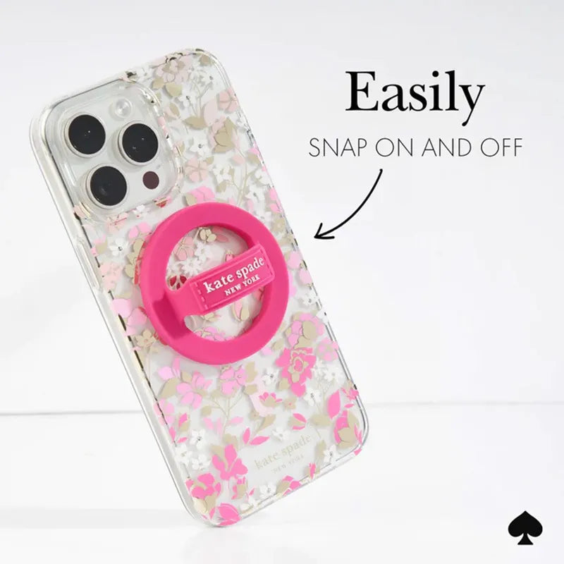 Kate Spade New York magnetinis žiedinis laikiklis – MagSafe pirštų laikiklis (Pom Pom Pink)