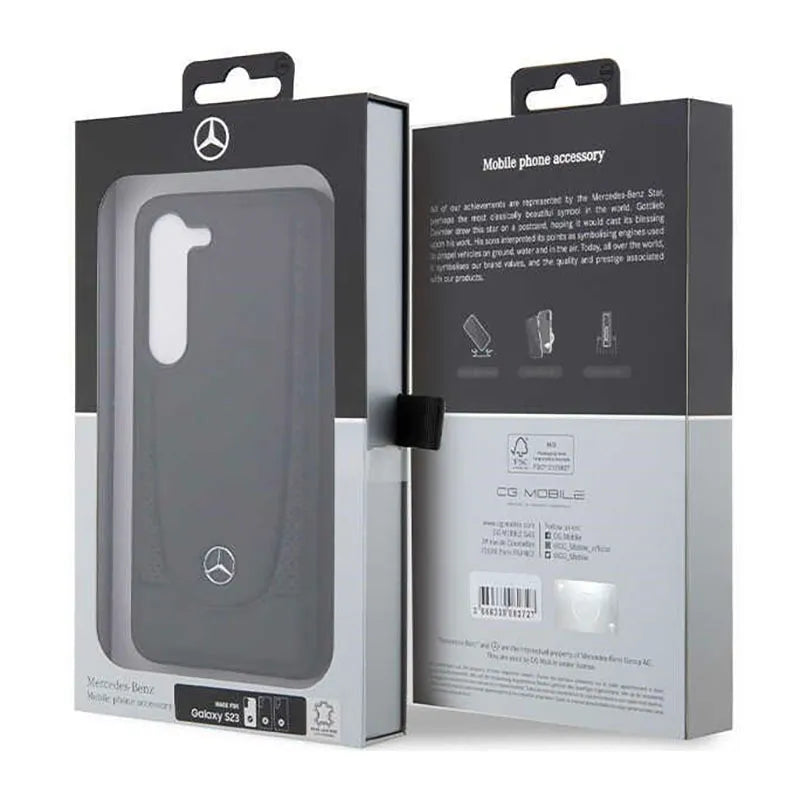 Mercedes Leather Urban Line – dėklas, skirtas Samsung Galaxy S23 (juodas)