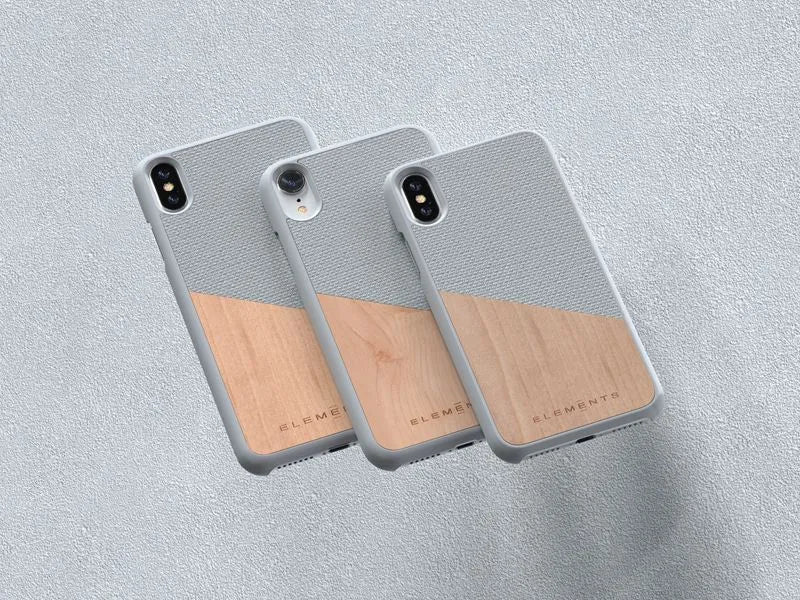 Nordic Elements Original Hel – dėklas „iPhone Xs Max“ su tikru klevo medžiu (šviesiai pilka)