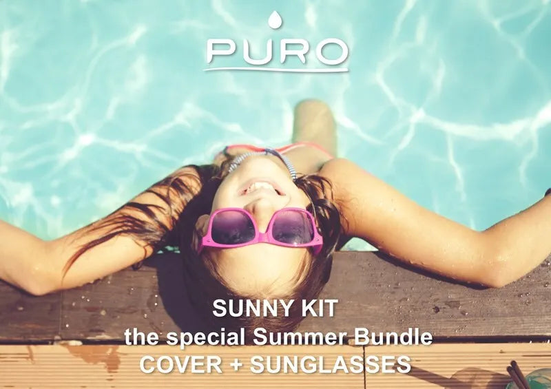 PURO Sunny Kit – Dėklų rinkinys, skirtas „iPhone SE“ (2022/2020) / 8/7 + sulankstomi akiniai nuo saulės (mėlyna)