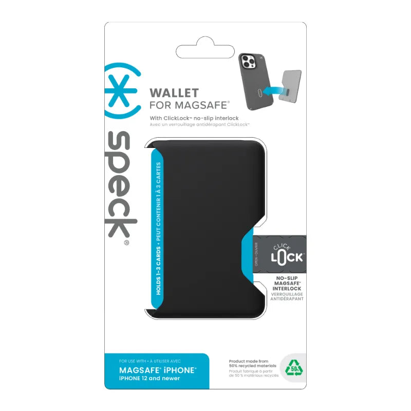 Speck ClickLock Piniginei su MagSafe – Magnetinė MagSafe piniginė (juoda)