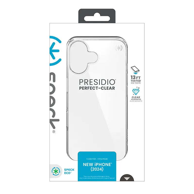 Speck Presidio Perfect-Clear – Dėklas iPhone 16 (Skaidrus)