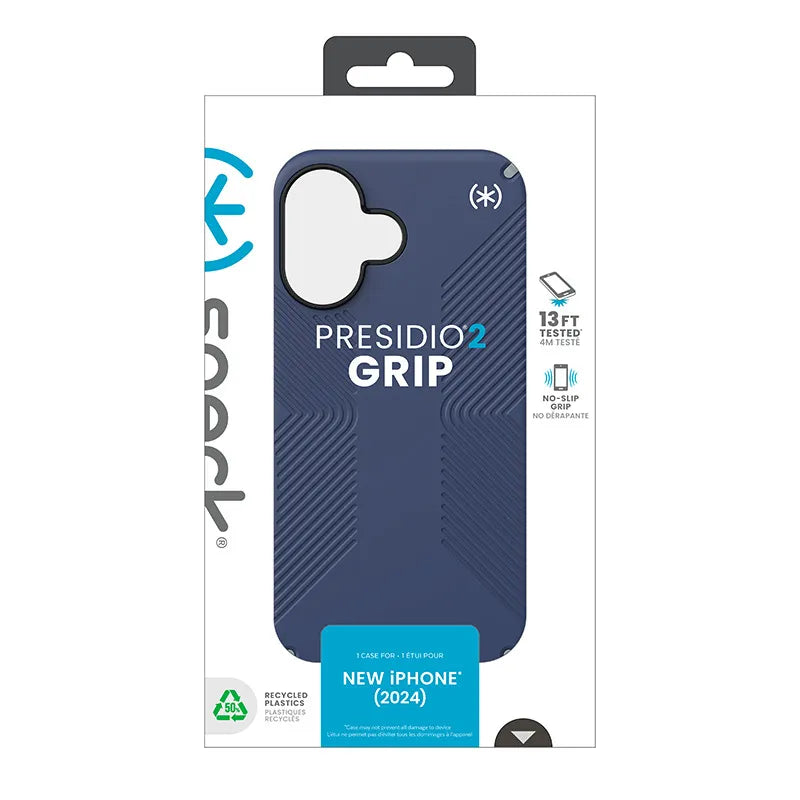 Speck Presidio2 Grip - Dėklas iPhone 16 (Coastal Blue / Dust Gray / White)