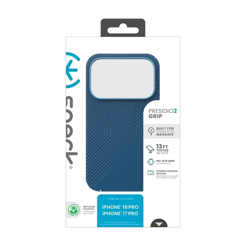 Speck Presidio2 Grip MagSafe dėklas, skirtas iPhone 18 Pro / 17 Pro (Deep Sea)