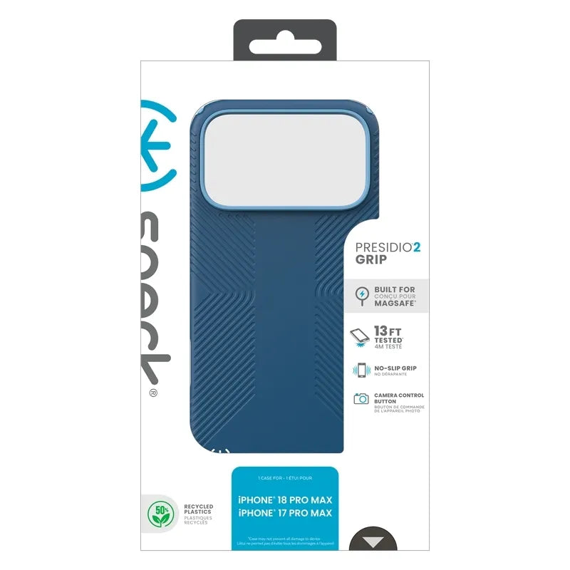 Speck Presidio2 Grip MagSafe dėklas, skirtas iPhone 18 Pro Max / 17 Pro Max (Deep Sea)