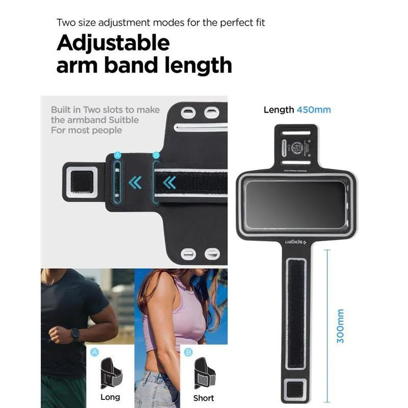 Spigen A703 Dynamic Shield Armband - dėklas / sportinis peties dirželis išmaniajam telefonui iki 6,9 colio (juodas)