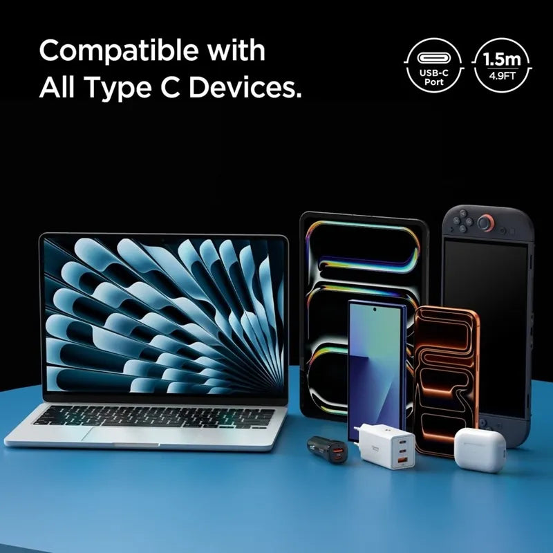 Spigen EB6015CC Essential – USB-C į USB-C laidas 60W 1,5 m (tamsiai pilkas)