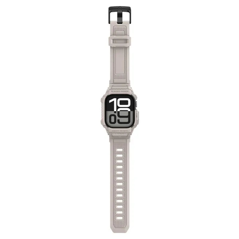 Spigen Rugged Armor Pro V2 – Dirželis su dėklu Apple Watch 10/11 42mm (Smėlio spalvos)