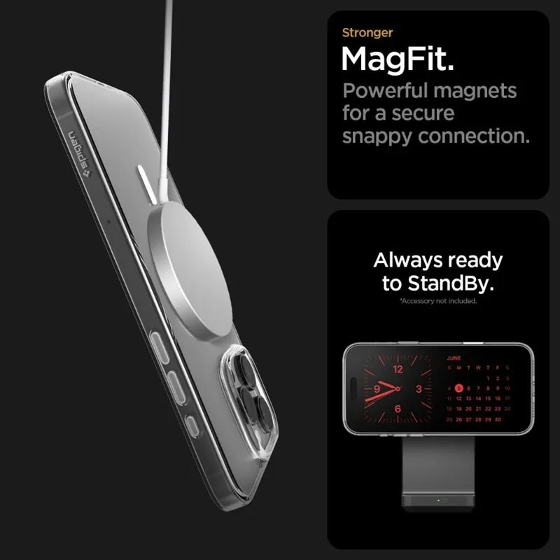 Spigen Thin Fit T Mag MagSafe dėklas iPhone 16 Pro (Skaidrus / Baltas)